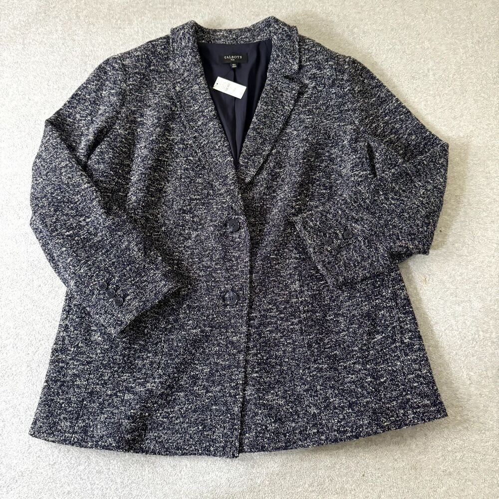 Talbots Navy Black Speckled Knit Blazer